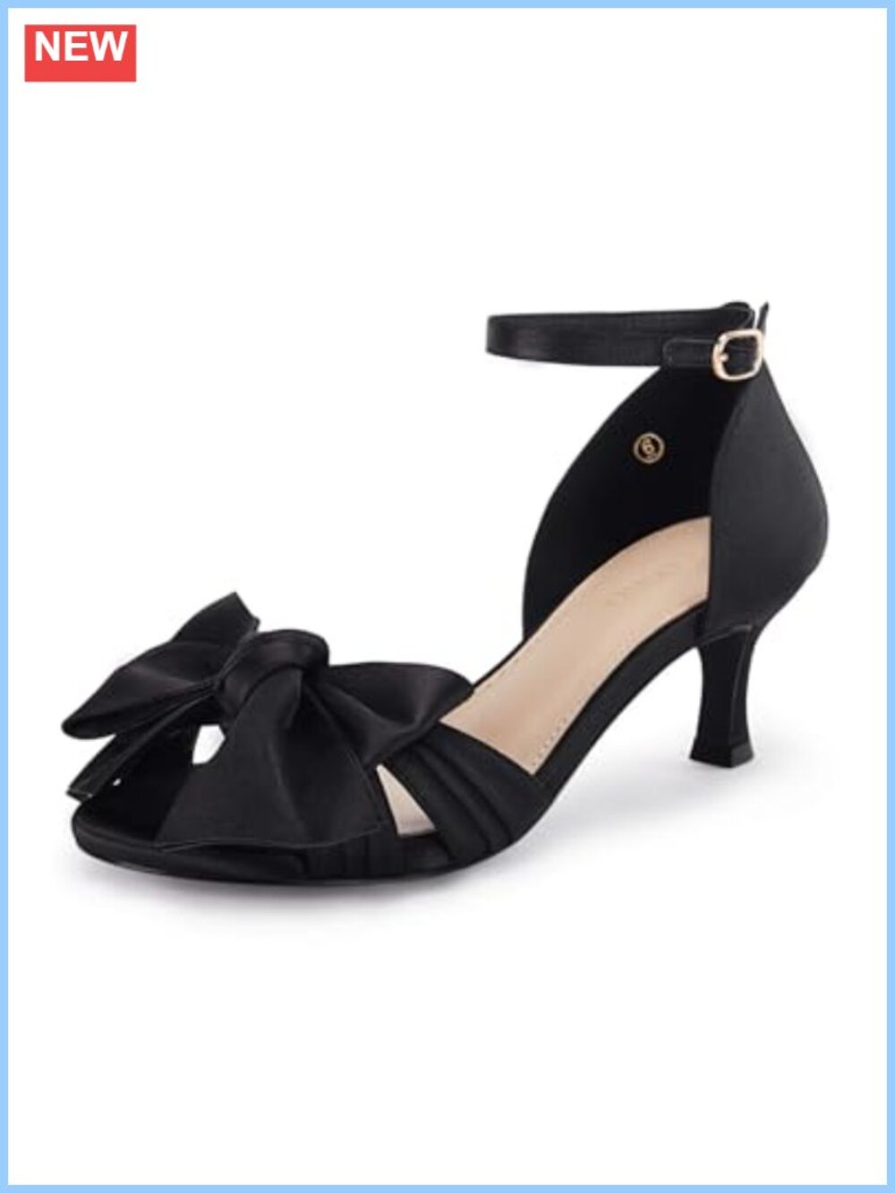 Women's Satin Kitten Heel Bow Sandals Ankle Strap Wedding Shoes